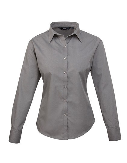 Premier Workwear - Women´s Poplin Long Sleeve Blouse - Dark Grey
