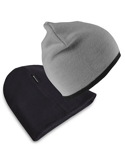 Result Winter Essentials - Soft Feel Cuffless Reversible Beanie - Grey, Black