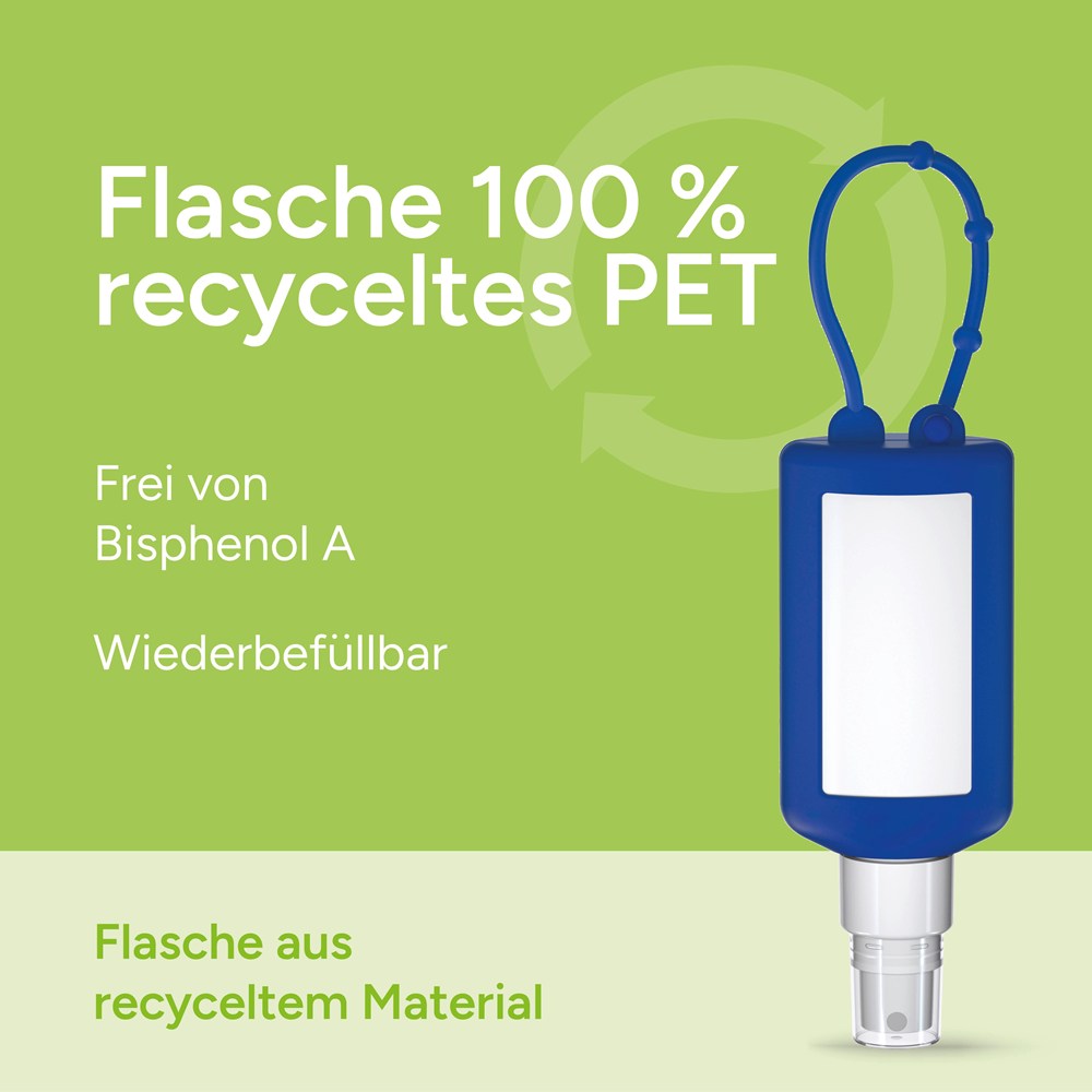 Kfz Cockpit-Reiniger, 50 ml Bumper blau, Body Label (R-PET)