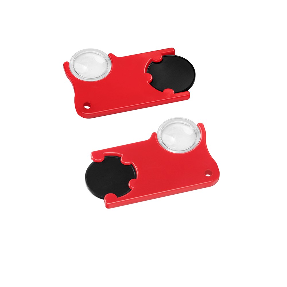 Chiphalter mit 1€-Chip und Lupe - schwarz/rot