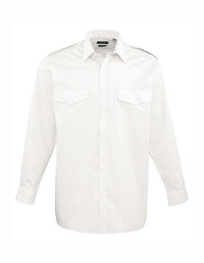 Premier Workwear - Pilot Shirt Long Sleeve - White