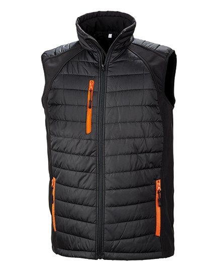Result Recycled - Recycled Compass Padded Softshell Gilet - Black, Orange