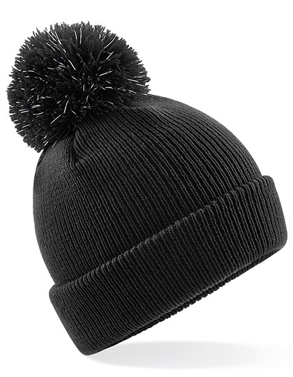 Beechfield - Junior Reflective Bobble Beanie - Black