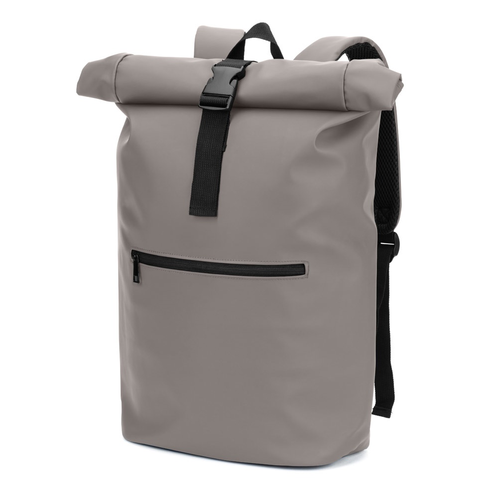 PORTLAND. Roll-Top-Rucksack aus PU mit Laptopfach, 16“ - grau