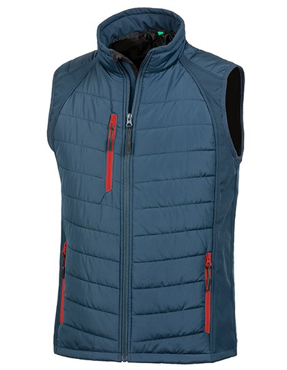 Result Recycled - Recycled Compass Padded Softshell Gilet - Navy, Red