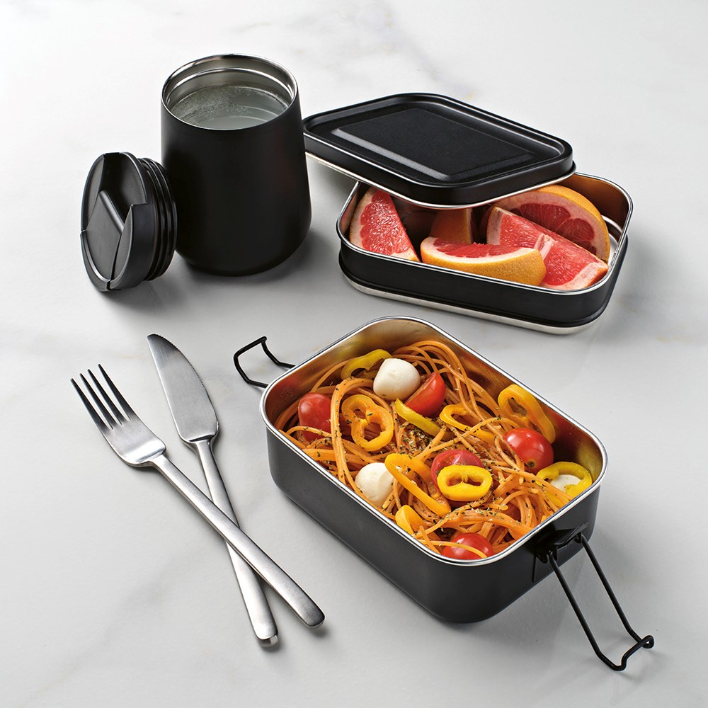 Tintoretto Lunchbox recy. Edelstahl 1240 ml  - Schwarz