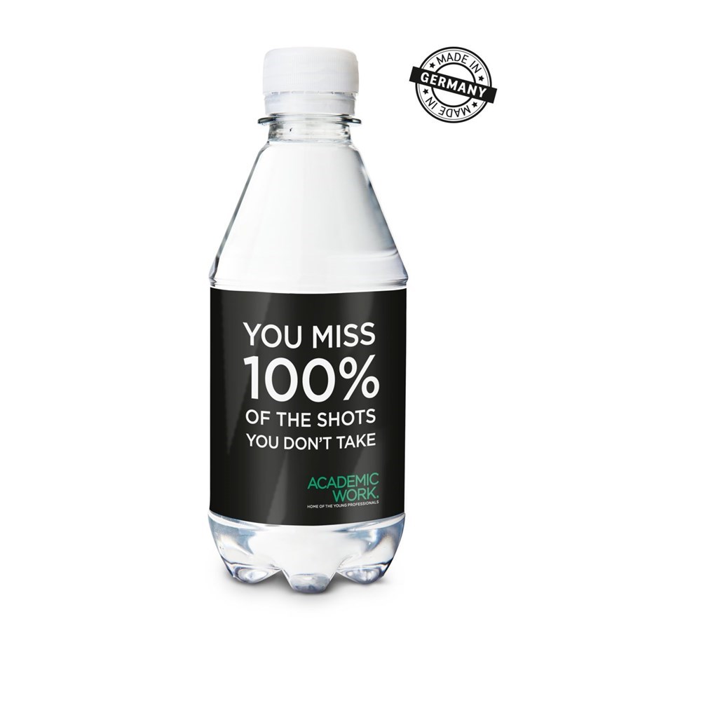 330 ml PromoWater - Mineralwasser, mit Kohlensäure, Hergestellt in Deutschland - Eco Papier-Etikett