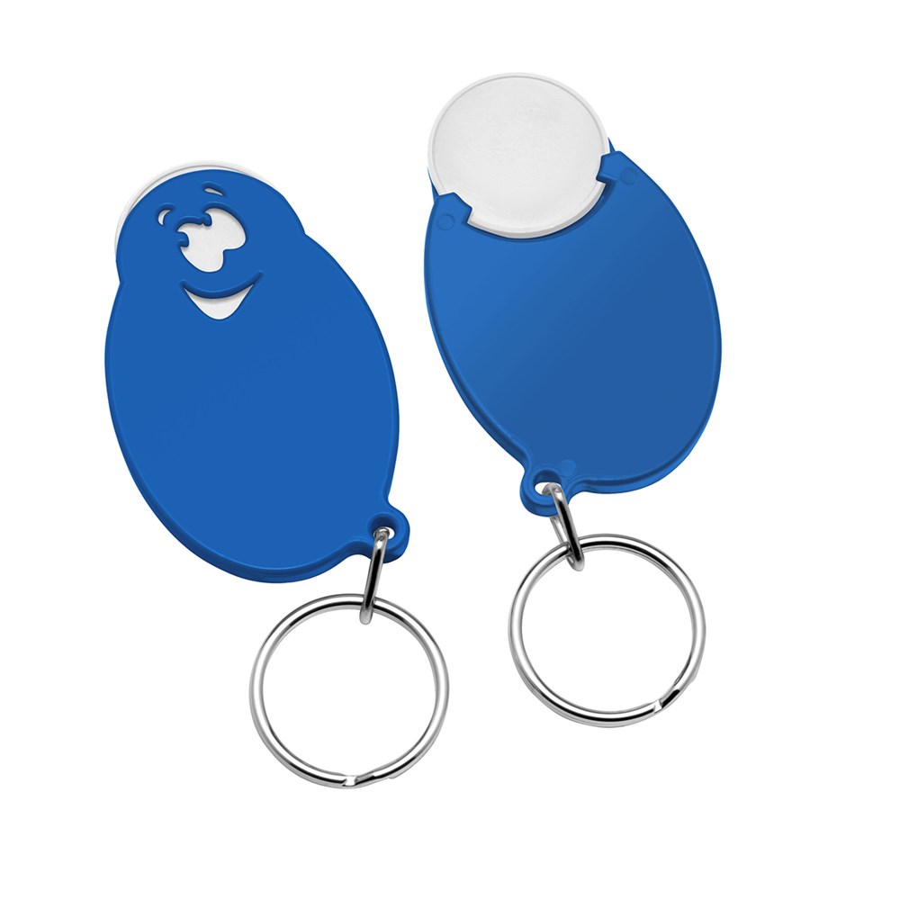 Chiphalter mit 1€-Chip "Gesicht" - weiß/blau