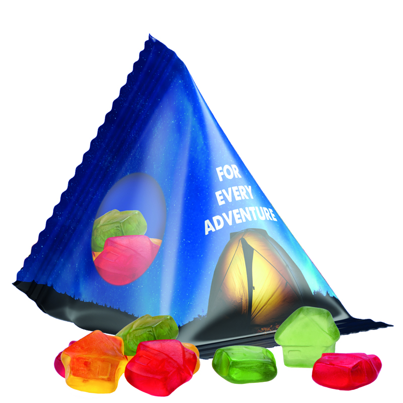 Fruchtgummi Tetraeder, Folie transparent, Trolli Fruchtgummi Haus