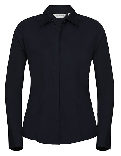 Russell Athletic Collection - Ladies' Long Sleeve Fitted Polycotton Poplin Shirt - French Navy