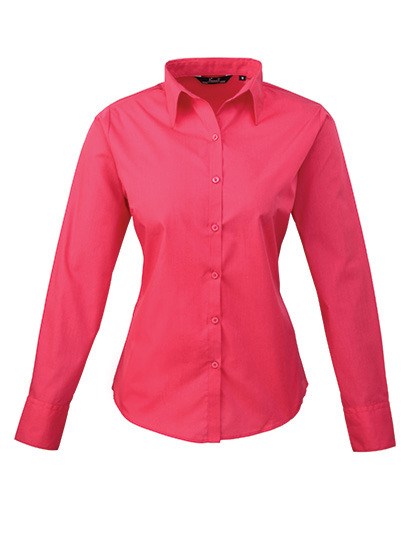 Premier Workwear - Women´s Poplin Long Sleeve Blouse - Hot Pink