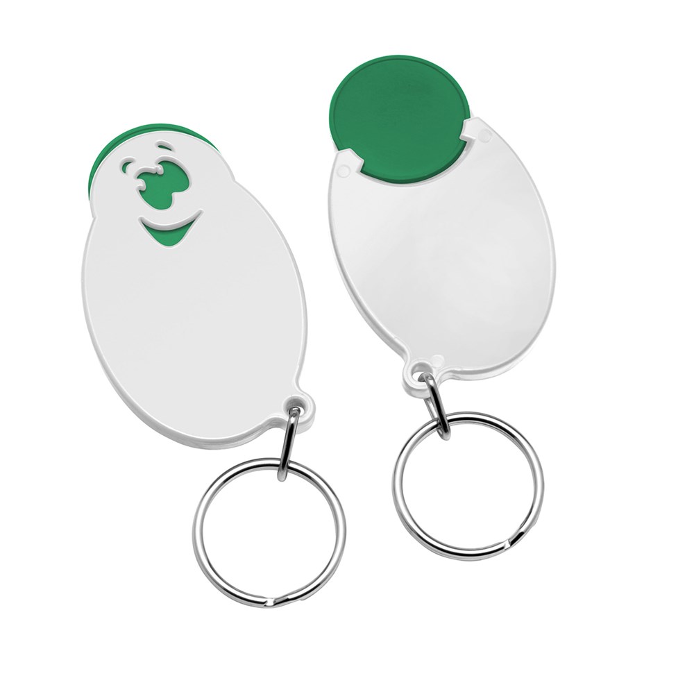 Chiphalter mit 1€-Chip "Gesicht" - Grün/Weiß