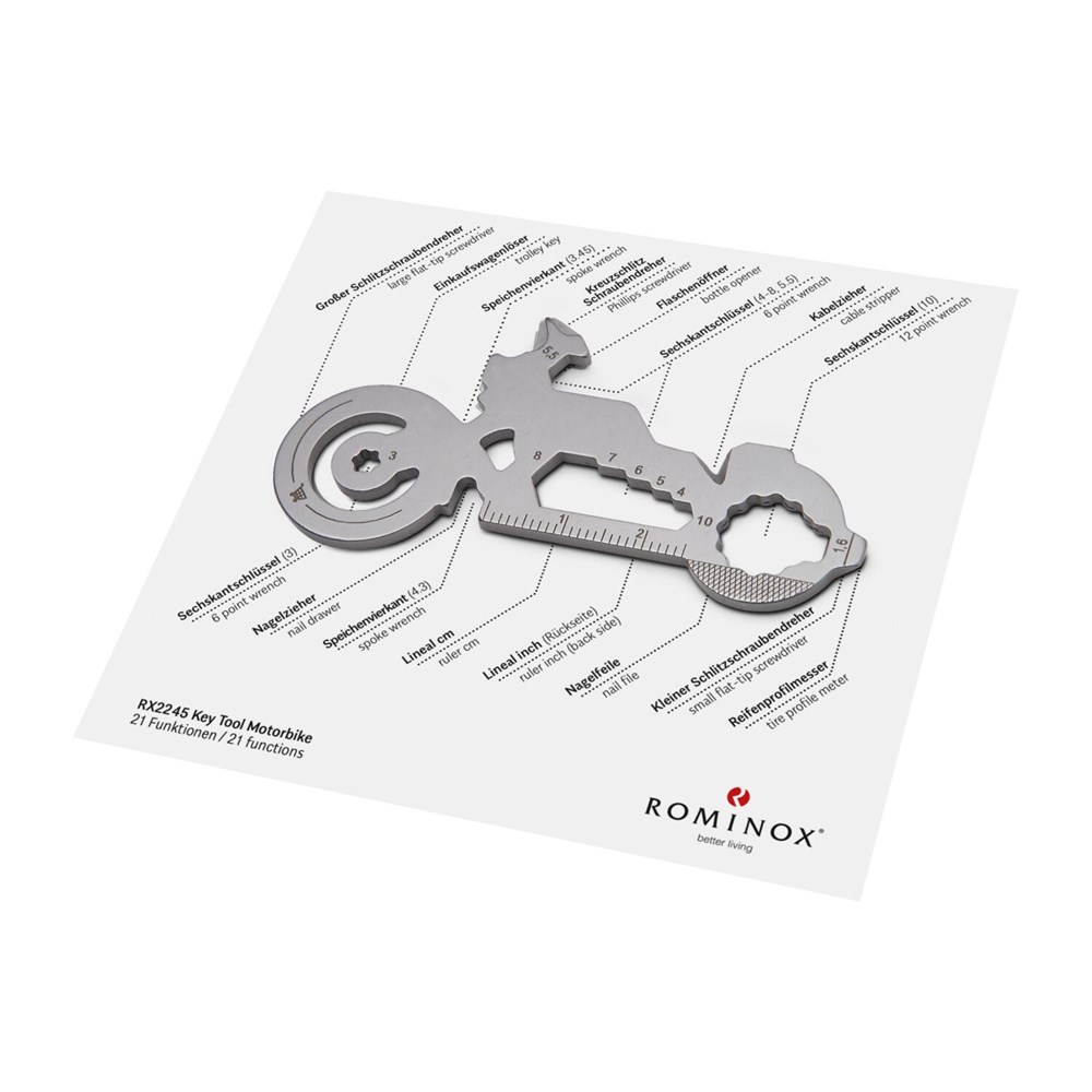 Geschenkartikel: ROMINOX® Key Tool Motorbike / Motorrad (21 Funktionen) im Motiv-Mäppchen Deutschland Fan Jubelverstärker