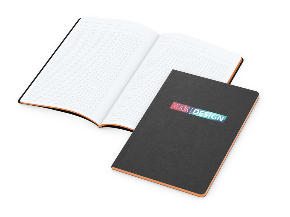 Notizbuch Tablet-Book, A5, Winkelkaro, orange, Siebdruck-Digital
