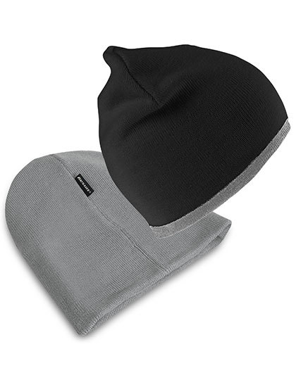 Result Winter Essentials - Soft Feel Cuffless Reversible Beanie - Black, Grey