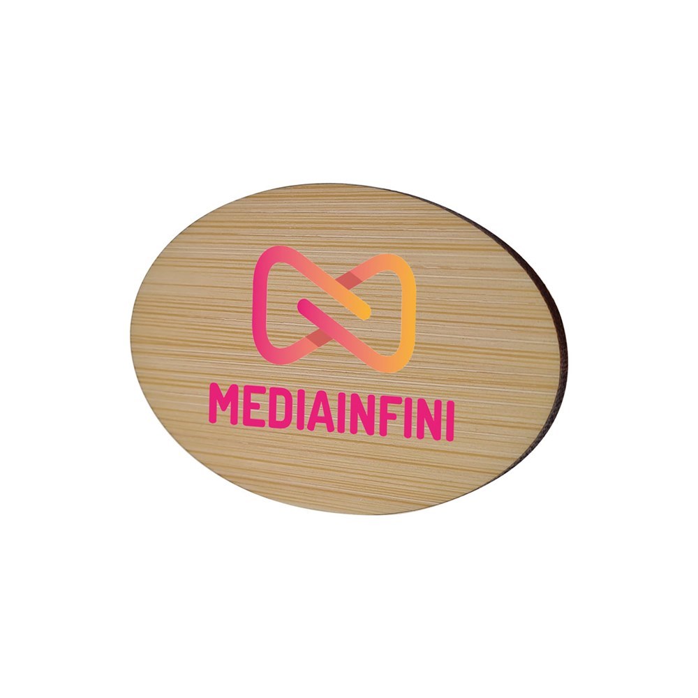 Badge Bamboo Oval 50 x 74 mm, Magnet, Print in full color