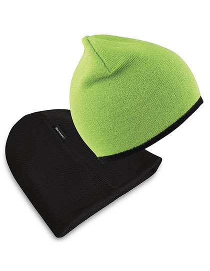 Result Winter Essentials - Soft Feel Cuffless Reversible Beanie - Lime, Black