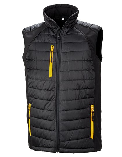 Result Recycled - Recycled Compass Padded Softshell Gilet - Black, Yellow