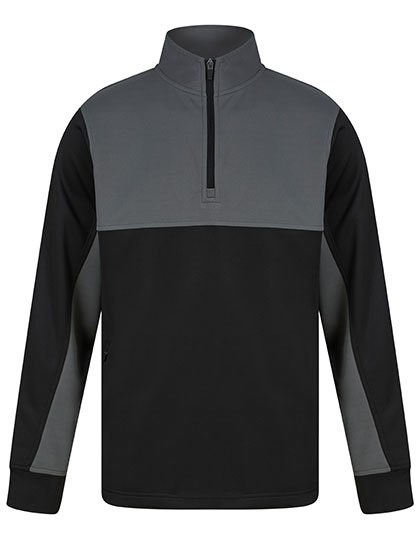 Finden+Hales - Adults 1/4 Zip Tracksuit Top - Black, Gunmetal Grey