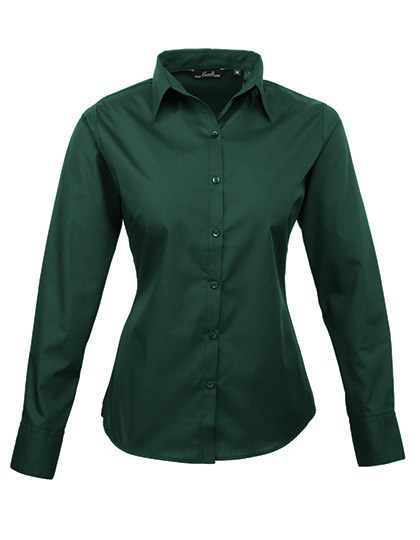 Premier Workwear - Women´s Poplin Long Sleeve Blouse - Bottle Green