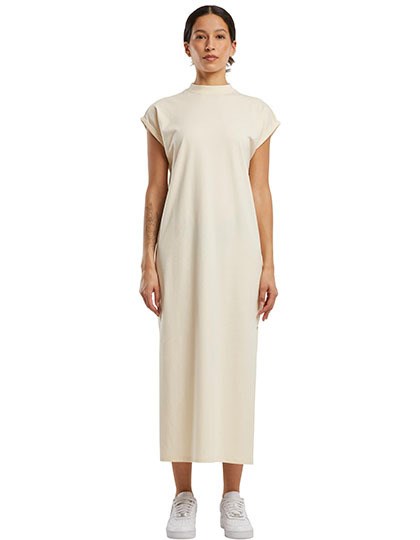 Build Your Brand - Ladies Long Extended Shoulder Dress - White Sand