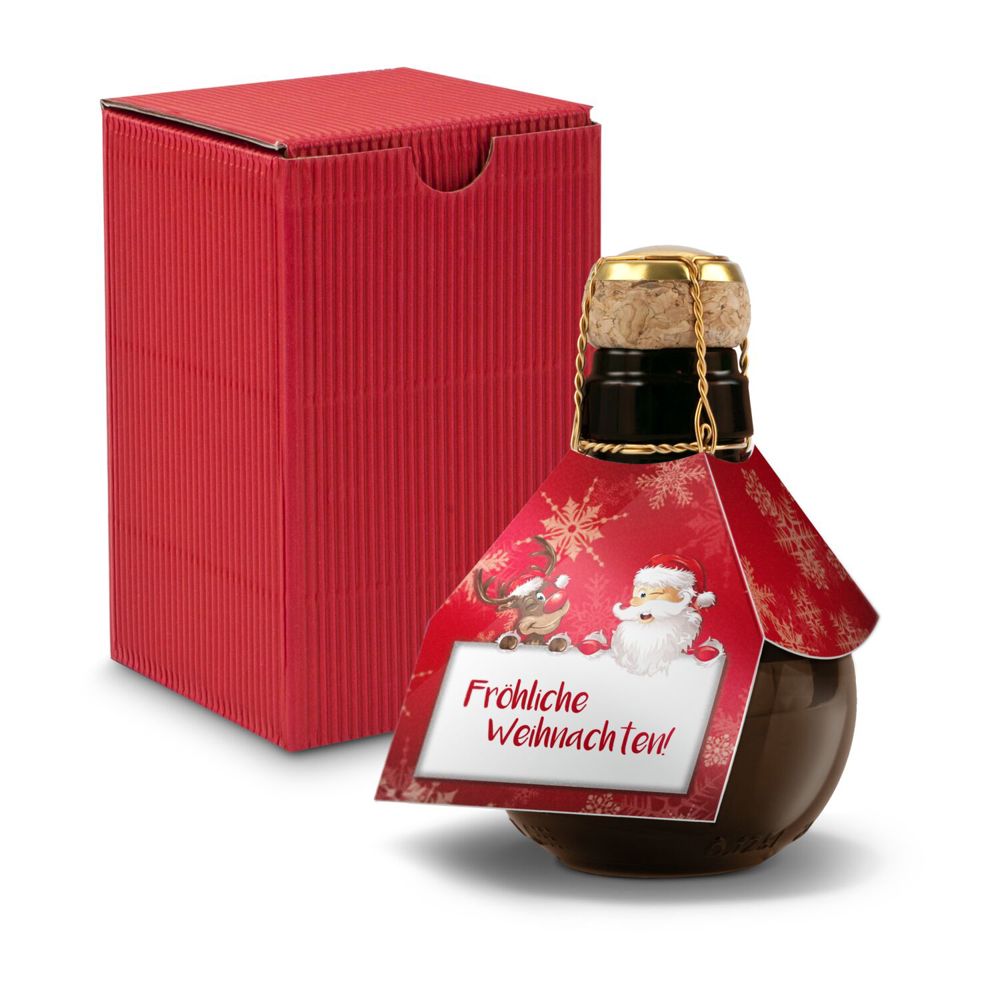 Kleinste Sektflasche der Welt! Fröhliche Weihnachten - Inklusive Geschenkkarton in Rot, 125 ml