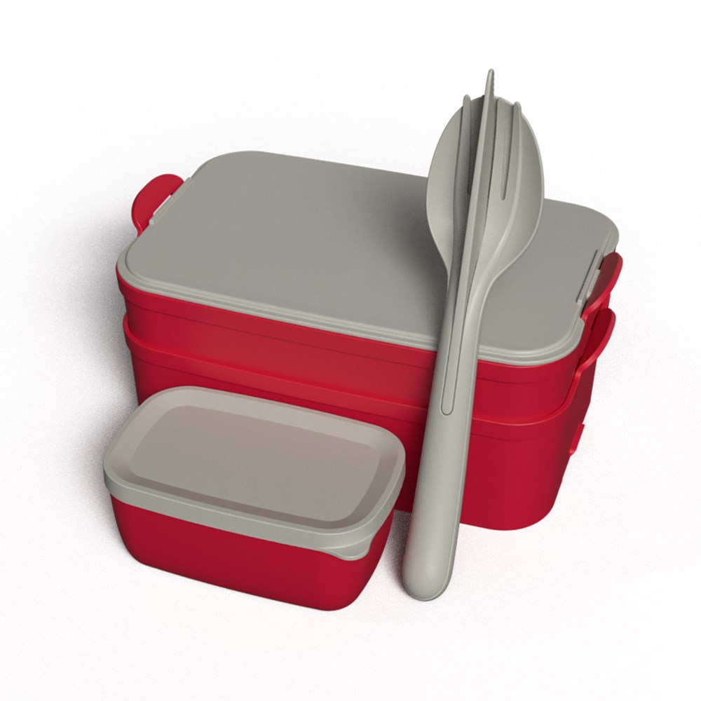 KOZIOL STAKK BENTOBOX READY - nature red