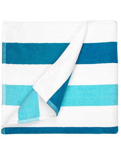 The One Towelling® - Beach Towel Stripe - Petrol, Mint, White