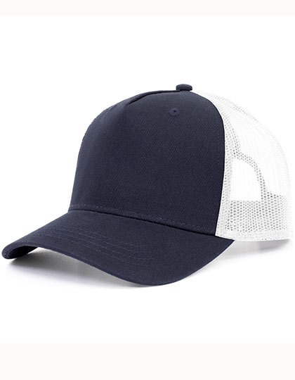 Brain Waves - 5-Panel Trucker Cap Recycled - Navy, White