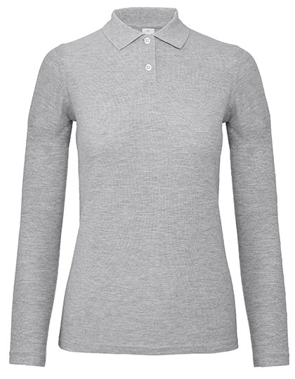 B&C BE INSPIRED - Women´s Long Sleeve Polo ID.001 - Heather Grey