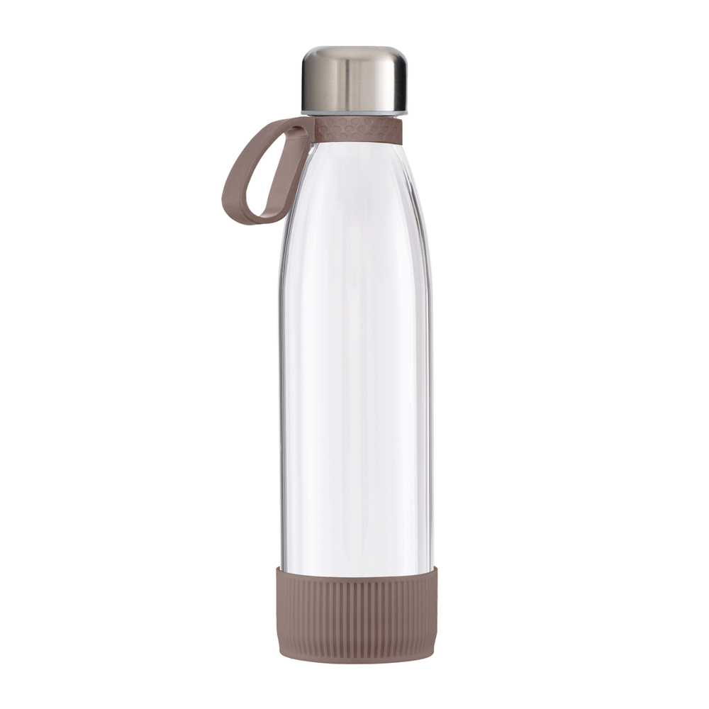 Trinkflasche GLASS - braun, silber, transparent