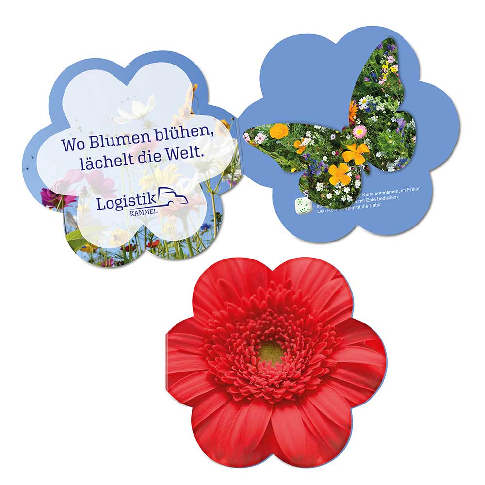 Samenpapier in Klappkärtchen Blume - individuell