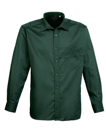 Premier Workwear - Men´s Poplin Long Sleeve Shirt - Bottle Green