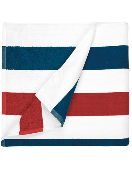 The One Towelling® - Beach Towel Stripe - Navy Blue, Red, White