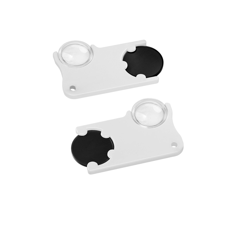 Chiphalter mit 1€-Chip und Lupe - schwarz/weiß