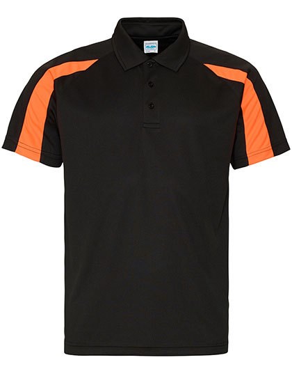 Just Cool - Contrast Cool Polo - Jet Black, Electric Orange
