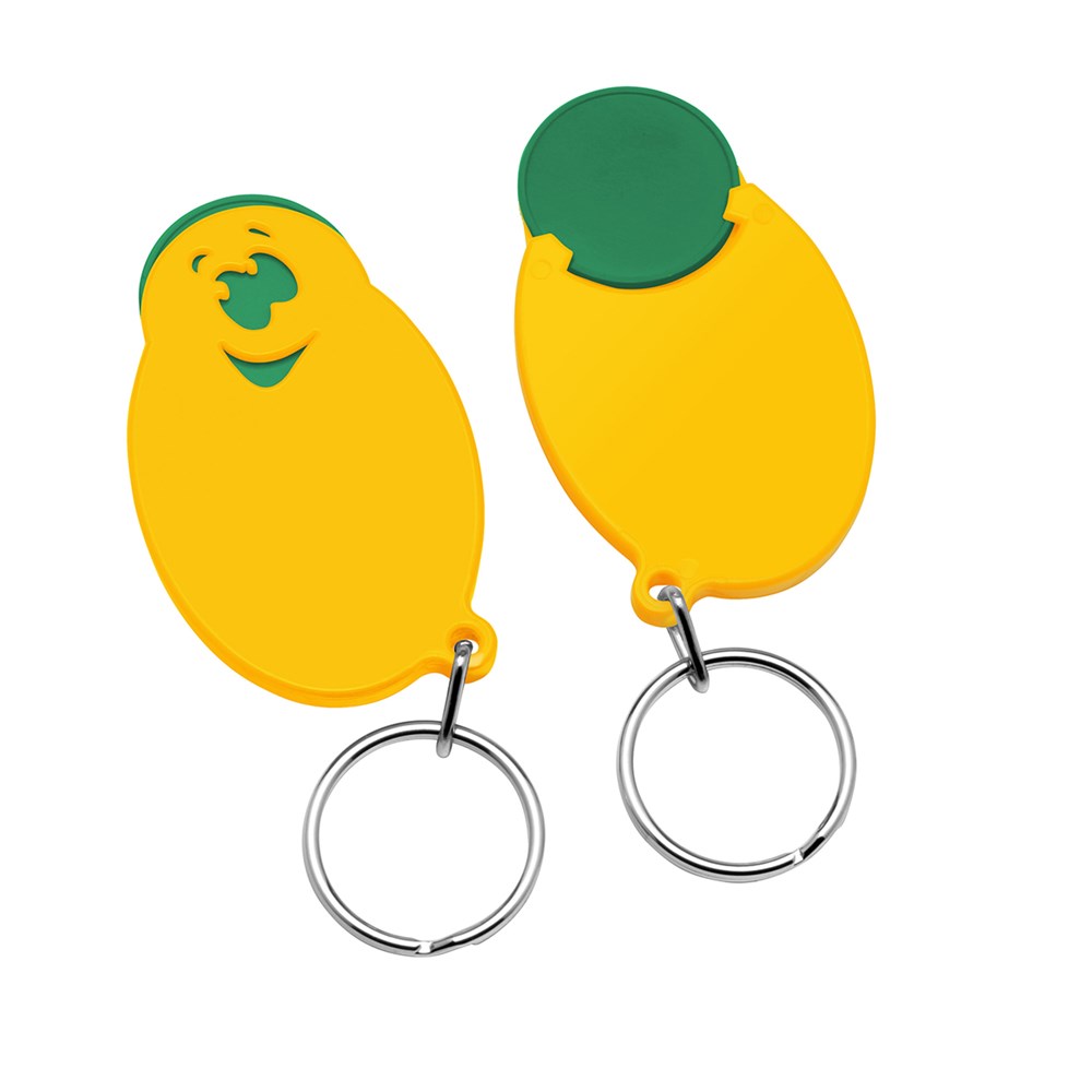 Chiphalter mit 1€-Chip "Gesicht" - grün/gelb