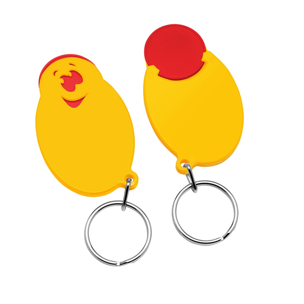 Chiphalter mit 1€-Chip "Gesicht" - rot/gelb