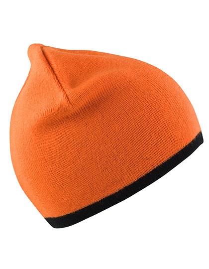 Result Winter Essentials - Soft Feel Cuffless Reversible Beanie - Bright Orange, Black