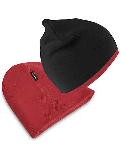 Result Winter Essentials - Soft Feel Cuffless Reversible Beanie - Black, Red