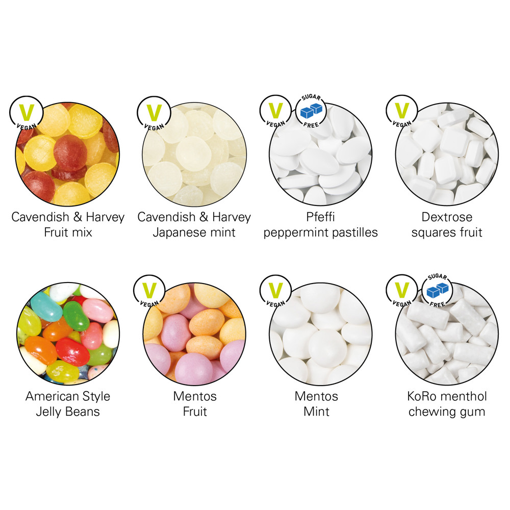 Klappdose, silber-blank, Mini Bonbons Fruchtmix