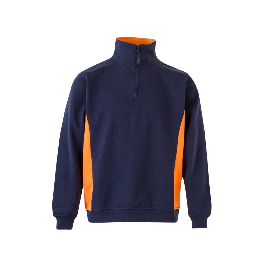 VL SVAROG. Zweifarbiges Frottee-Sweatshirt (260 g/m²), aus Polyester (65 %) und Baumwolle (35 %) - Marineblau, Orange