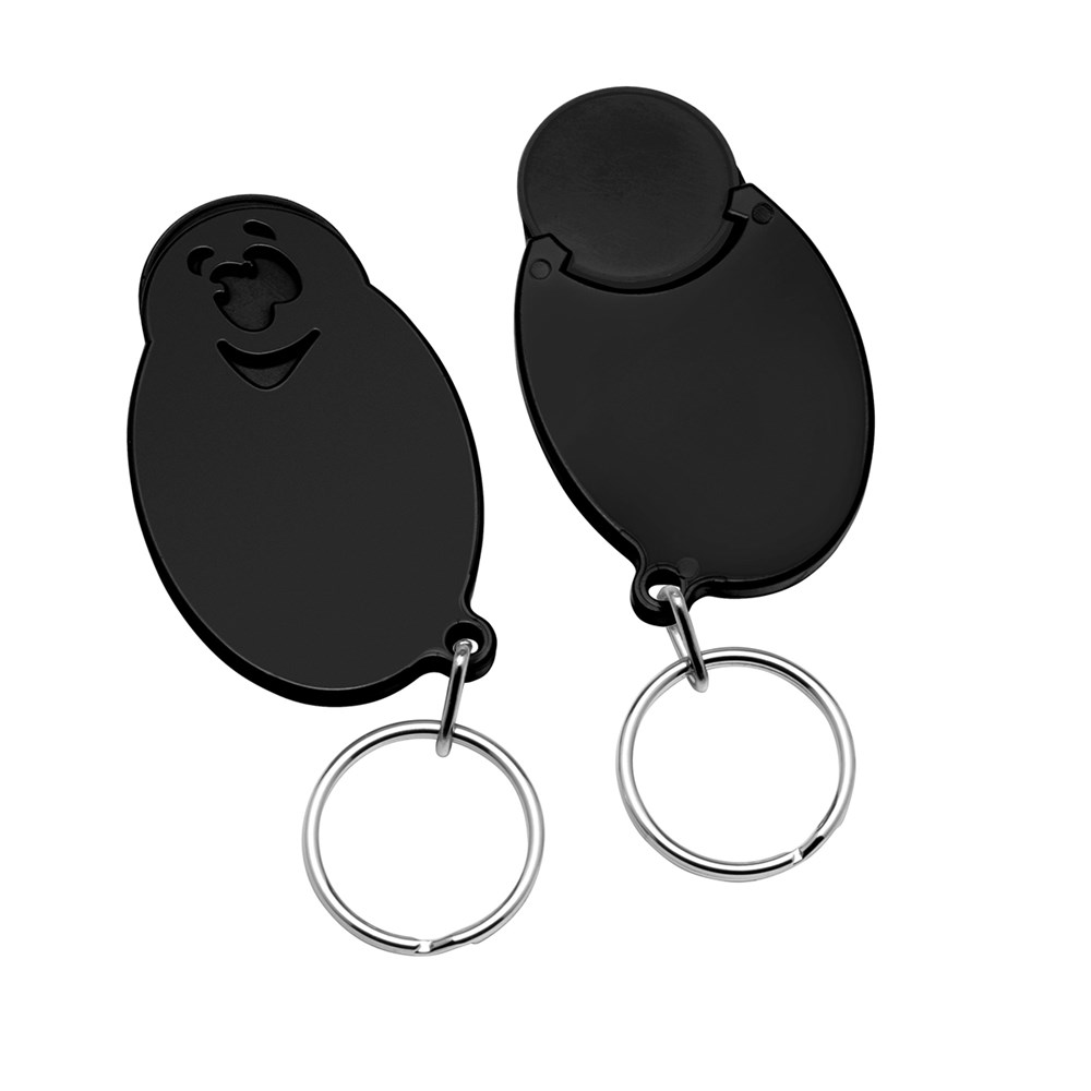 Chiphalter mit 1€-Chip "Gesicht" - Schwarz/Schwarz