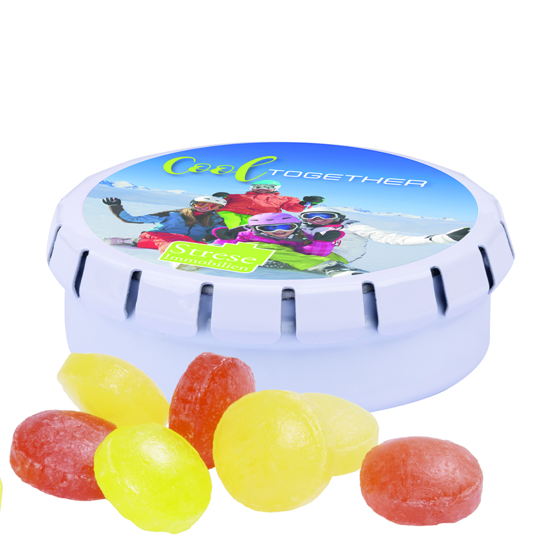 Quick Box, weiß, Mini Bonbons Fruchtmix