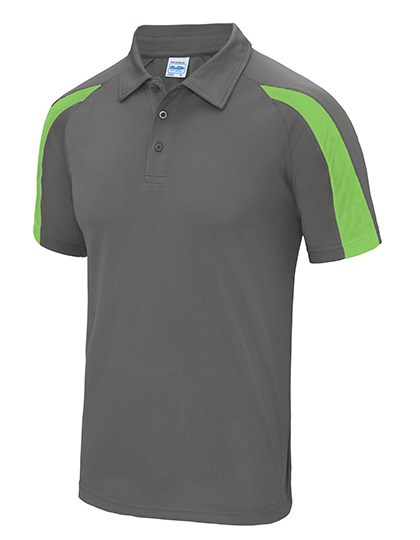 Just Cool - Contrast Cool Polo - Charcoal (Solid), Lime Green