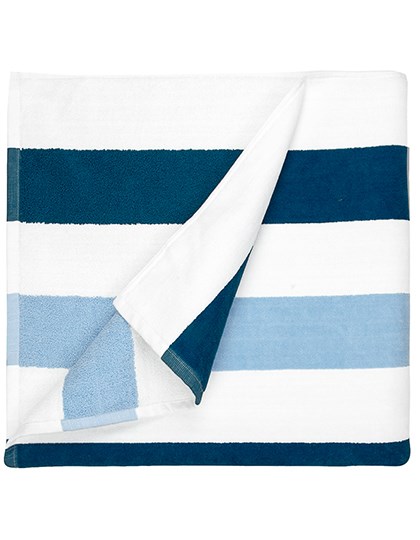 The One Towelling® - Beach Towel Stripe - Navy Blue, Light Blue, White