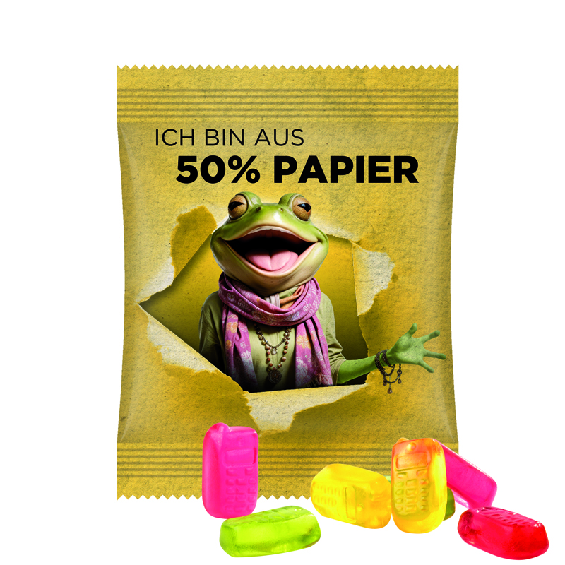 Minitüte 10 g, Papierfolie weiß, Trolli Fruchtgummi Handy