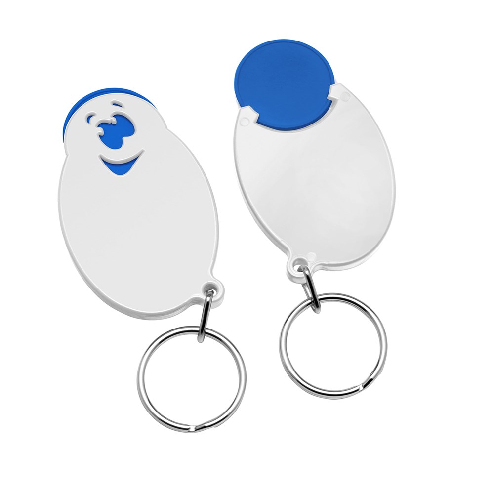 Chiphalter mit 1€-Chip "Gesicht" - blau/weiß