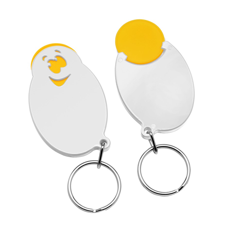 Chiphalter mit 1€-Chip "Gesicht" - gelb/weiß