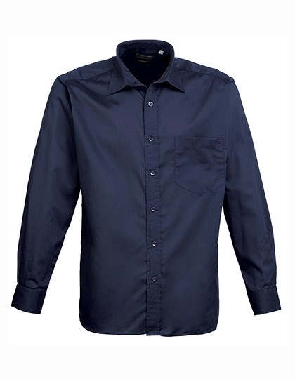 Premier Workwear - Men´s Poplin Long Sleeve Shirt - Navy (ca. Pantone 2378C)